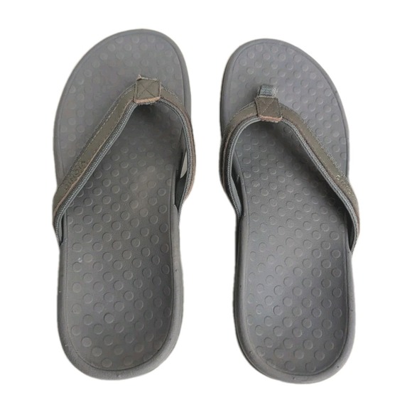 Vionic Women's Tide Flip Flop Sandal Athletic Pewter Metallic Leather Gray Sz 7 - Picture 6 of 8